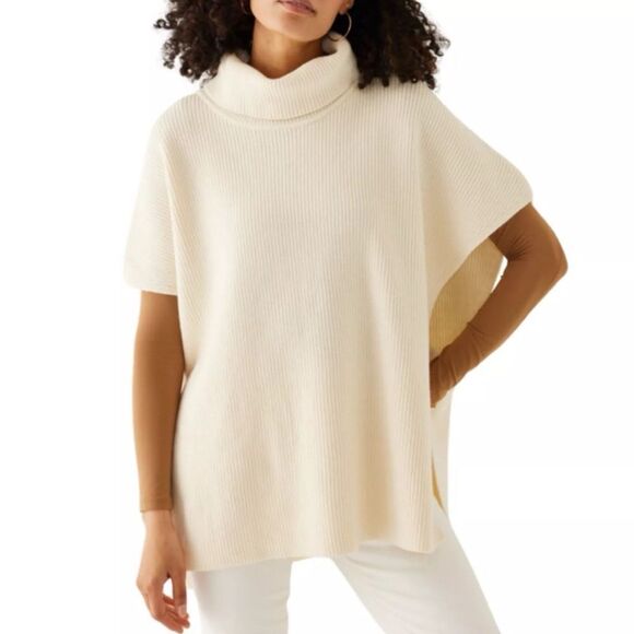 MERSEA Anywhere Sweater Vest Oversized Poncho Ivory Winter White One Size - Picture 1 of 9